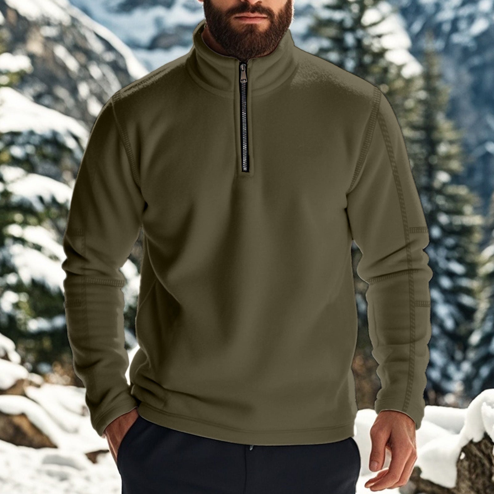 Men's Long Sleeve Solid Color Sweatshirt