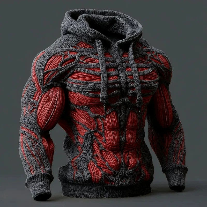 Simple Digital Print Long Sleeve Men's Hooded Sweatshirt