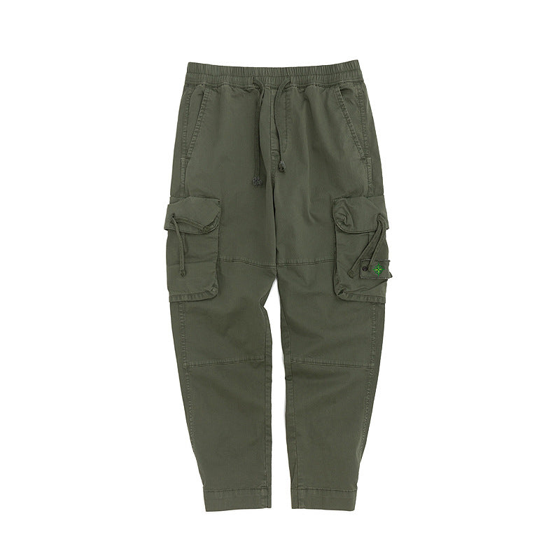 Workwear men's multi-pocket pants elastic waist