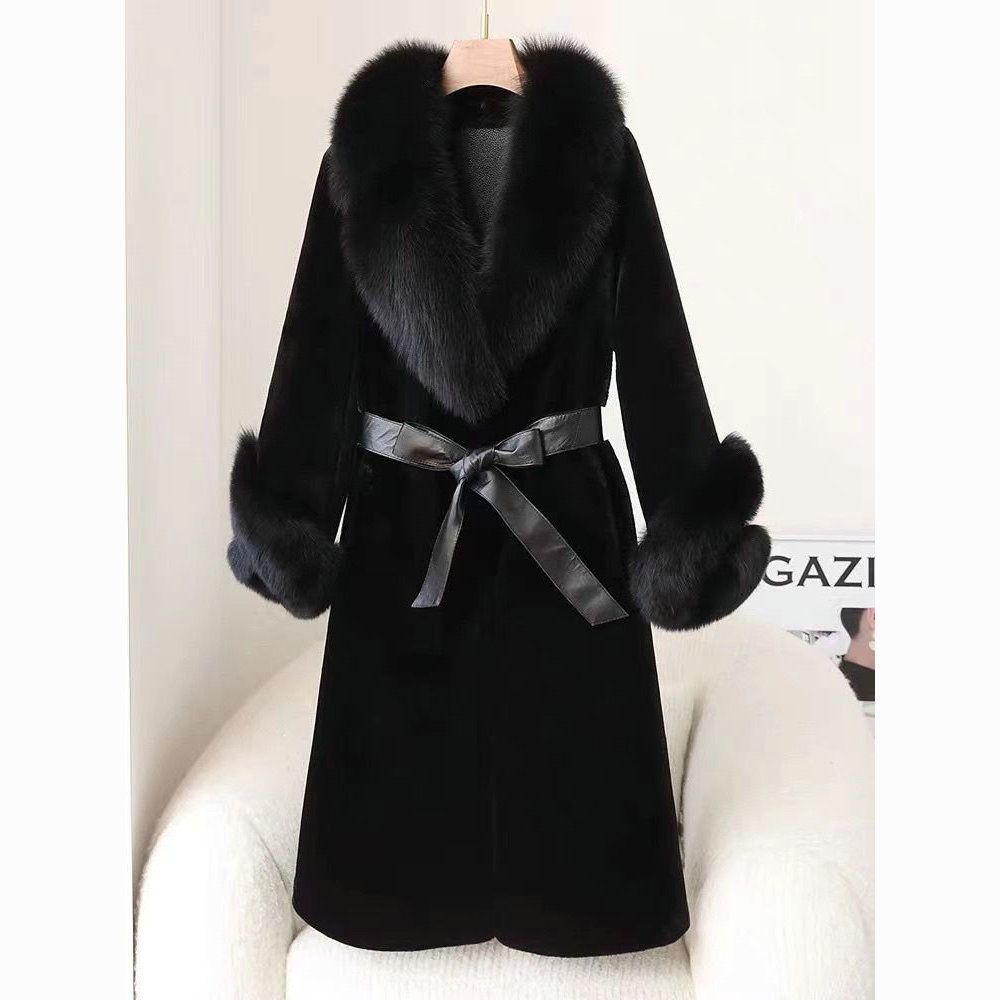 Thickened Faux Mink Coat With Large Fur Collar For Women