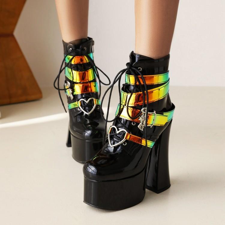 European And American Bar Singer's Thick Heel And Thick Bottom Strap Martin Boots