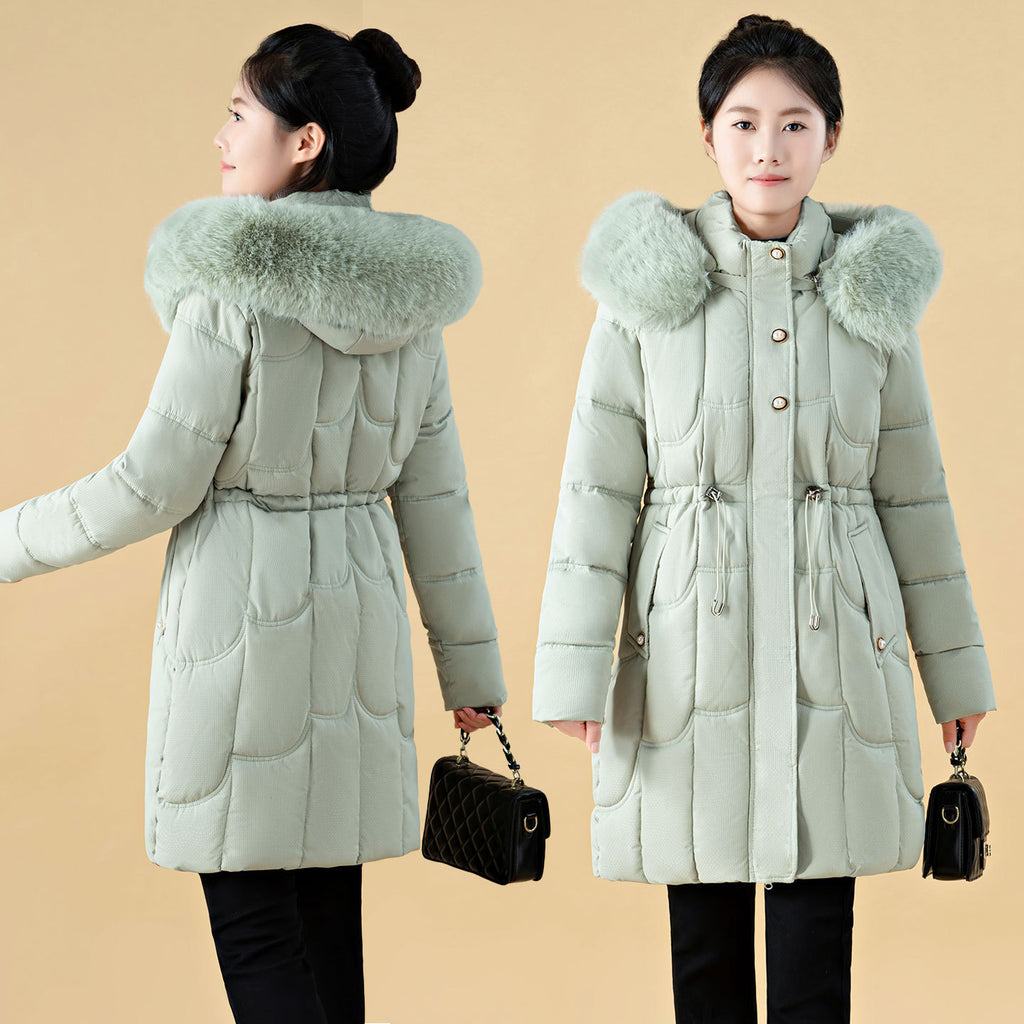 Womens Mid-Length, Loose-Fit Down Padded Jacket