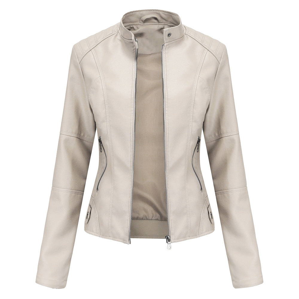 Women'S Leather Dress Slim Jacket Spring Autumn Coat