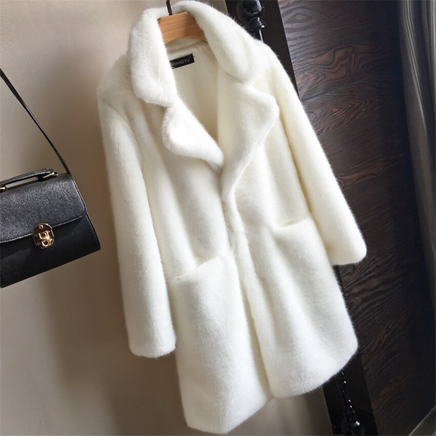 Faux fur mink  women mid-length women's coat