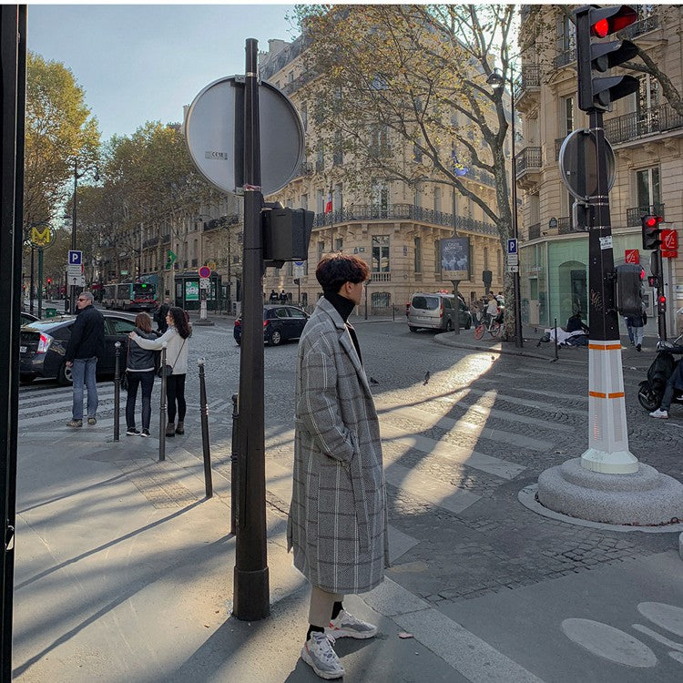 Men's Autumn And Winter Plaid Coat Korean Version