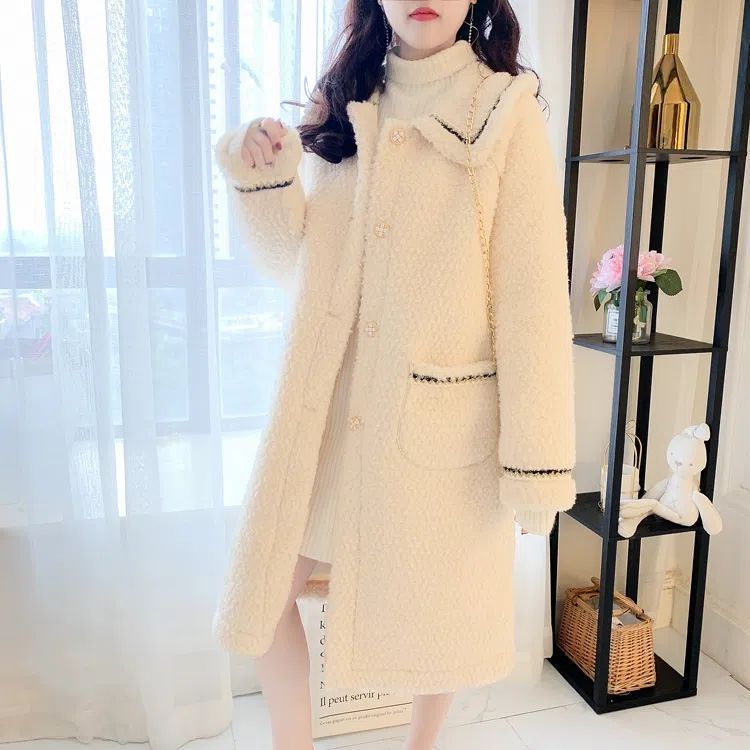Mid-length Versatile Lamb Wool Women's Coat For Petite