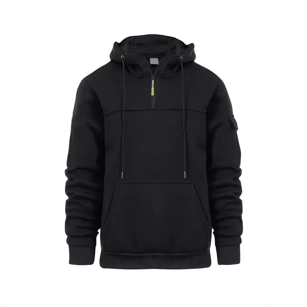 Men's Loose Sweater Half Zipper Hooded Sweatshirt