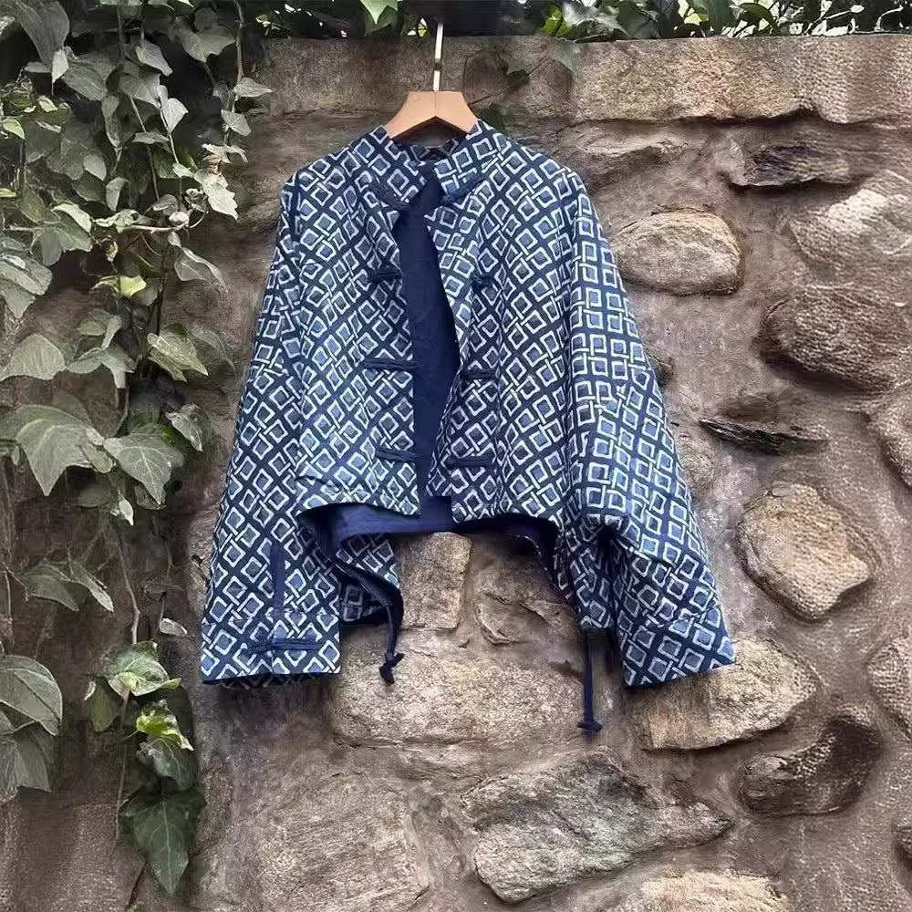 Chinese-style Diamond-patterned Jacket For Women