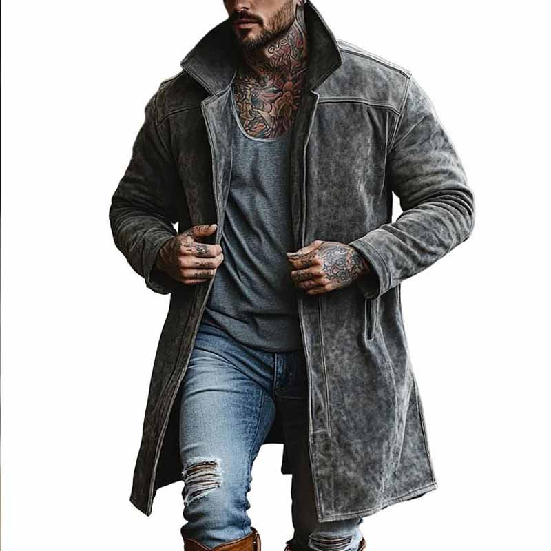 Fall Winter Men Stand Collar Mid-length Coat