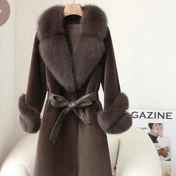 Thickened Faux Mink Coat With Large Fur Collar For Women