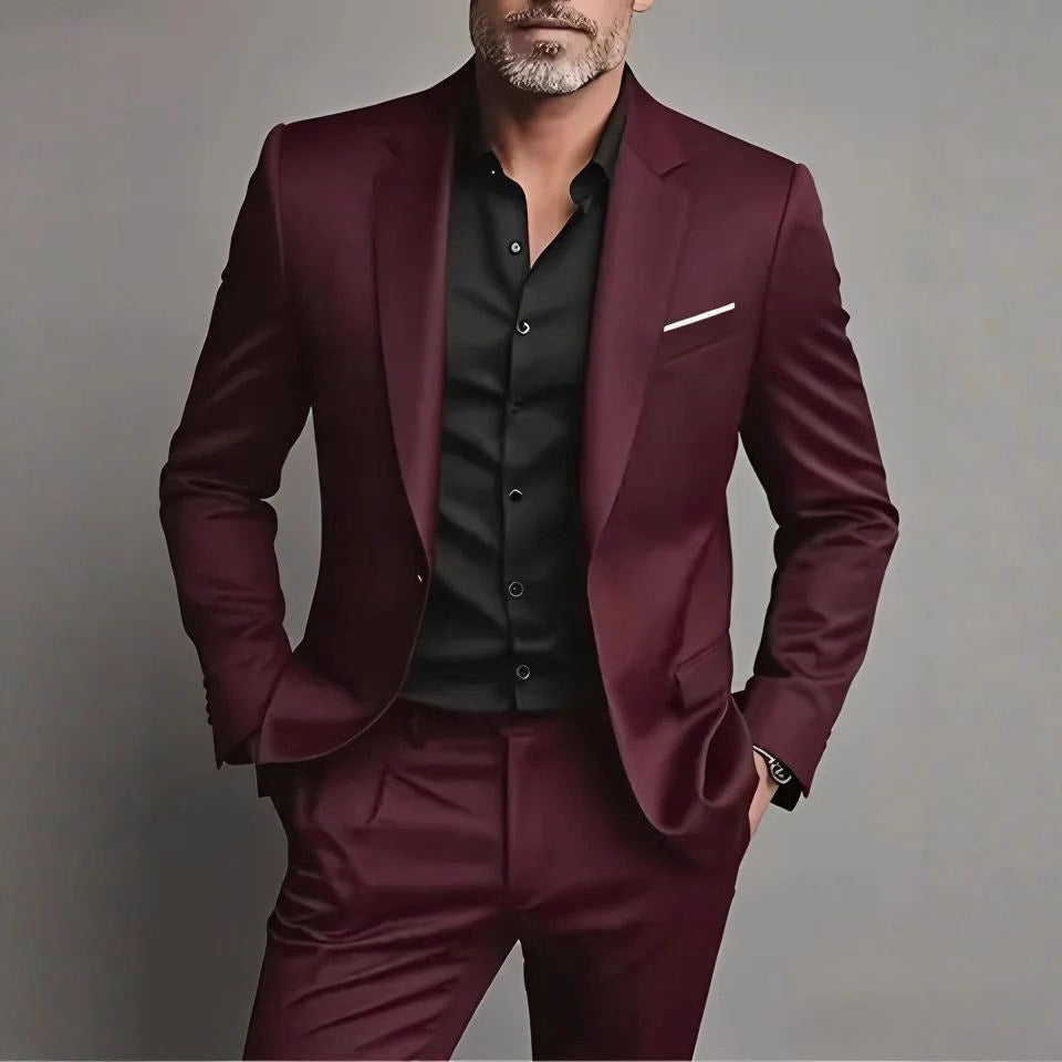 Men's Business-Casual Two-Piece Suit Set