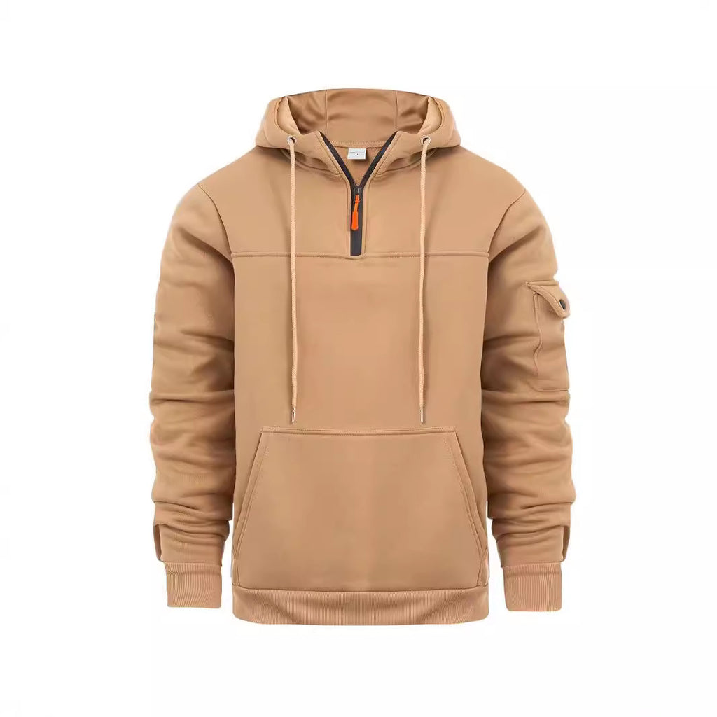 Men's Loose Sweater Half Zipper Hooded Sweatshirt