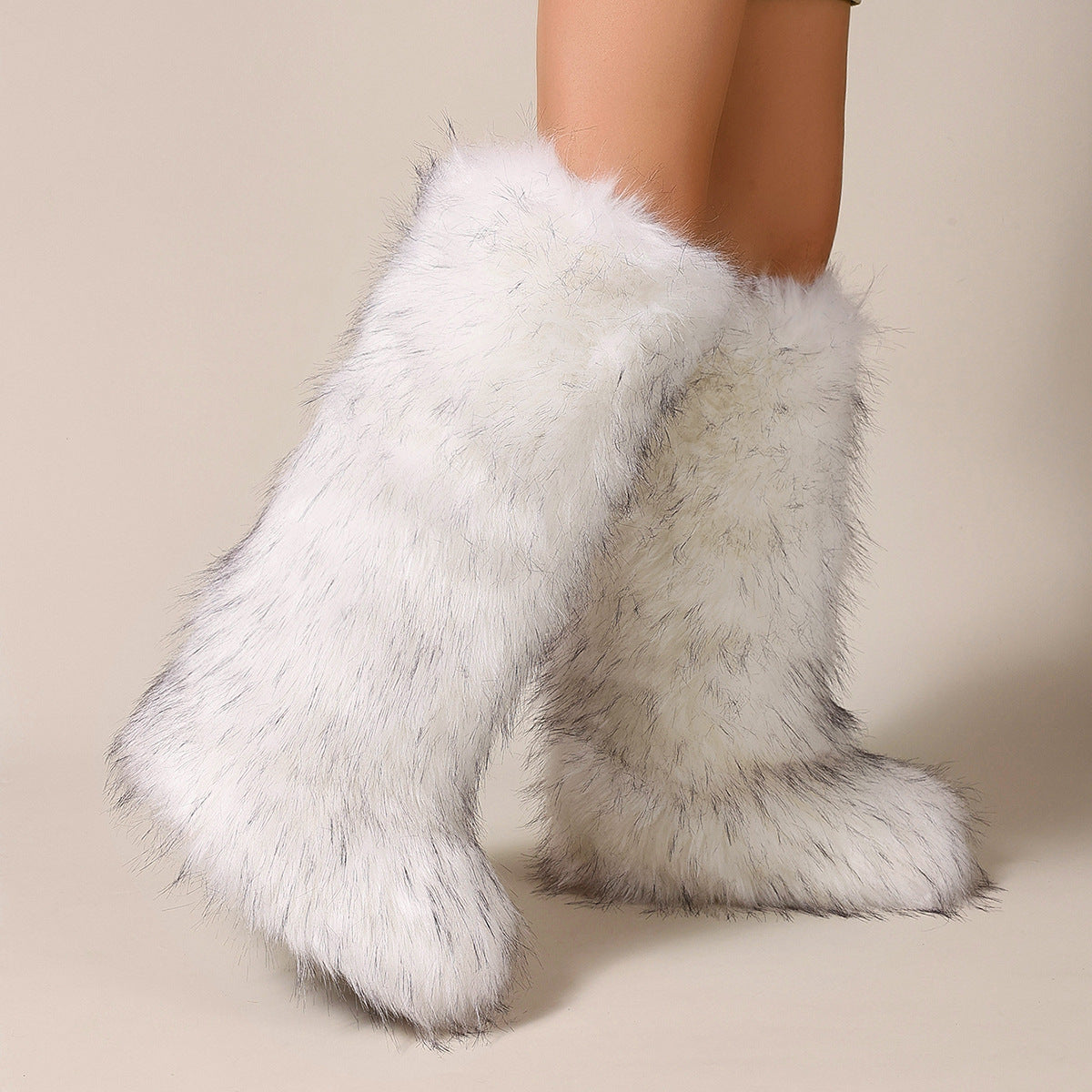 Flat Heel High-top Warm Winter Long Tube Fur Boots