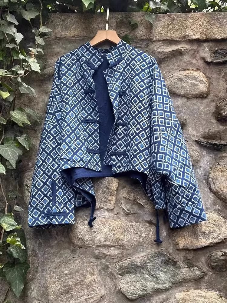 Chinese-style Diamond-patterned Jacket For Women