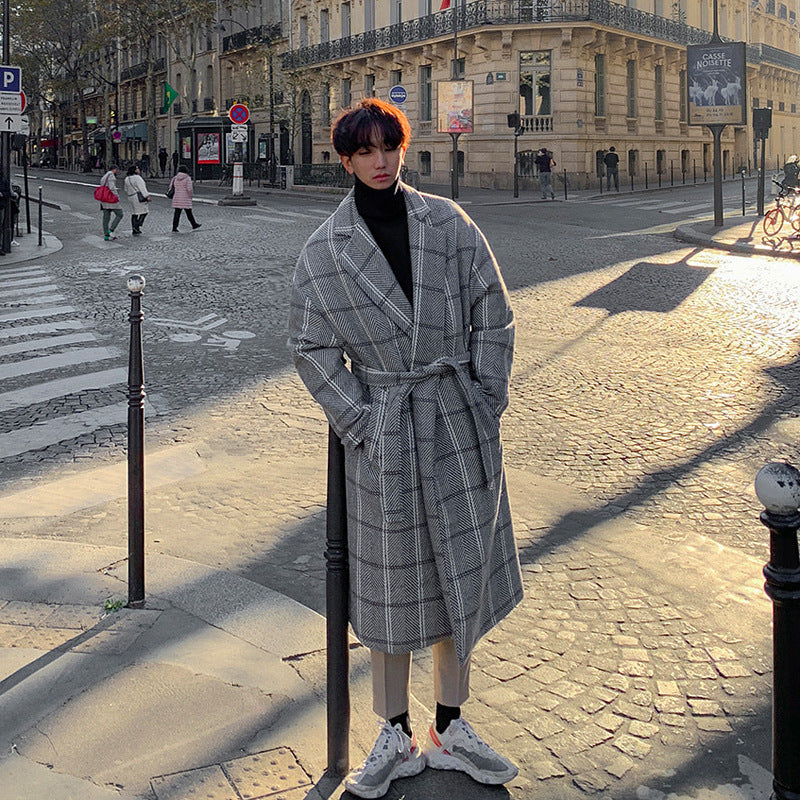 Men's Autumn And Winter Plaid Coat Korean Version