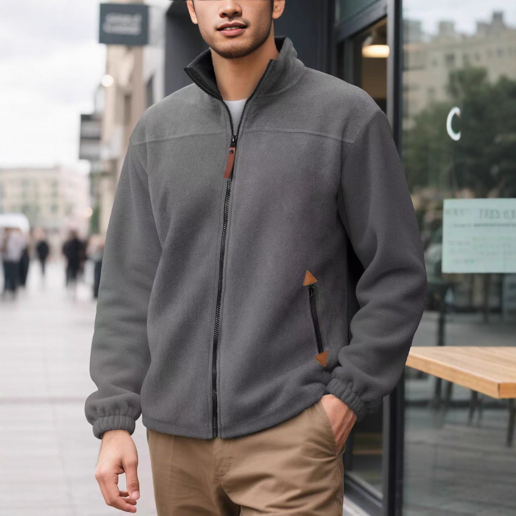 Men's Fleece-Lined Thermal Zip-Up Sports Hoodie