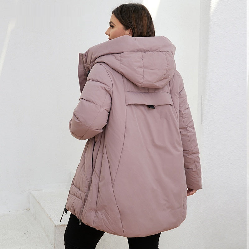 Fashionable Casual Winter Outerwear Cotton Padded Jacket With Hood And Zipper