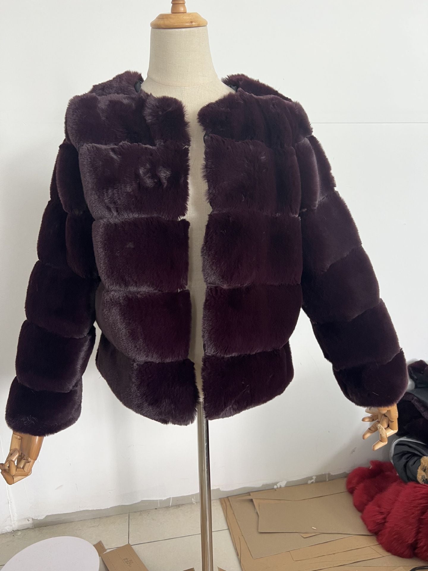 Women's Coat Fox Horizontal Stitching Artificial Fur