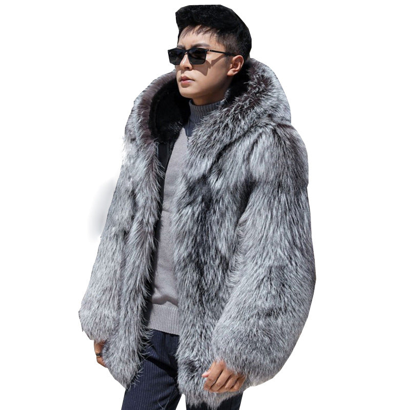 Hooded Fox Fur Men's Mink Fur