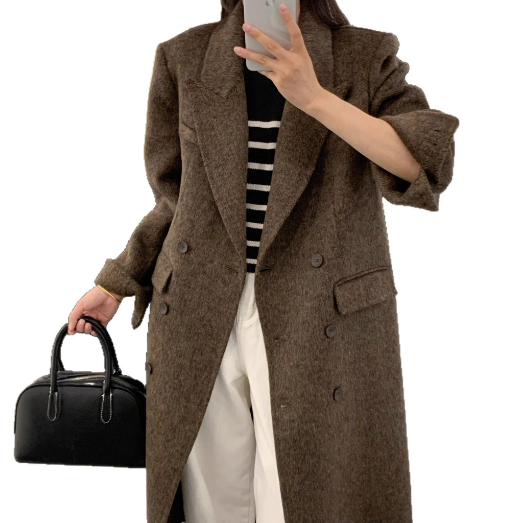 Above-the-knee Long Double-faced Wool Coat For Women