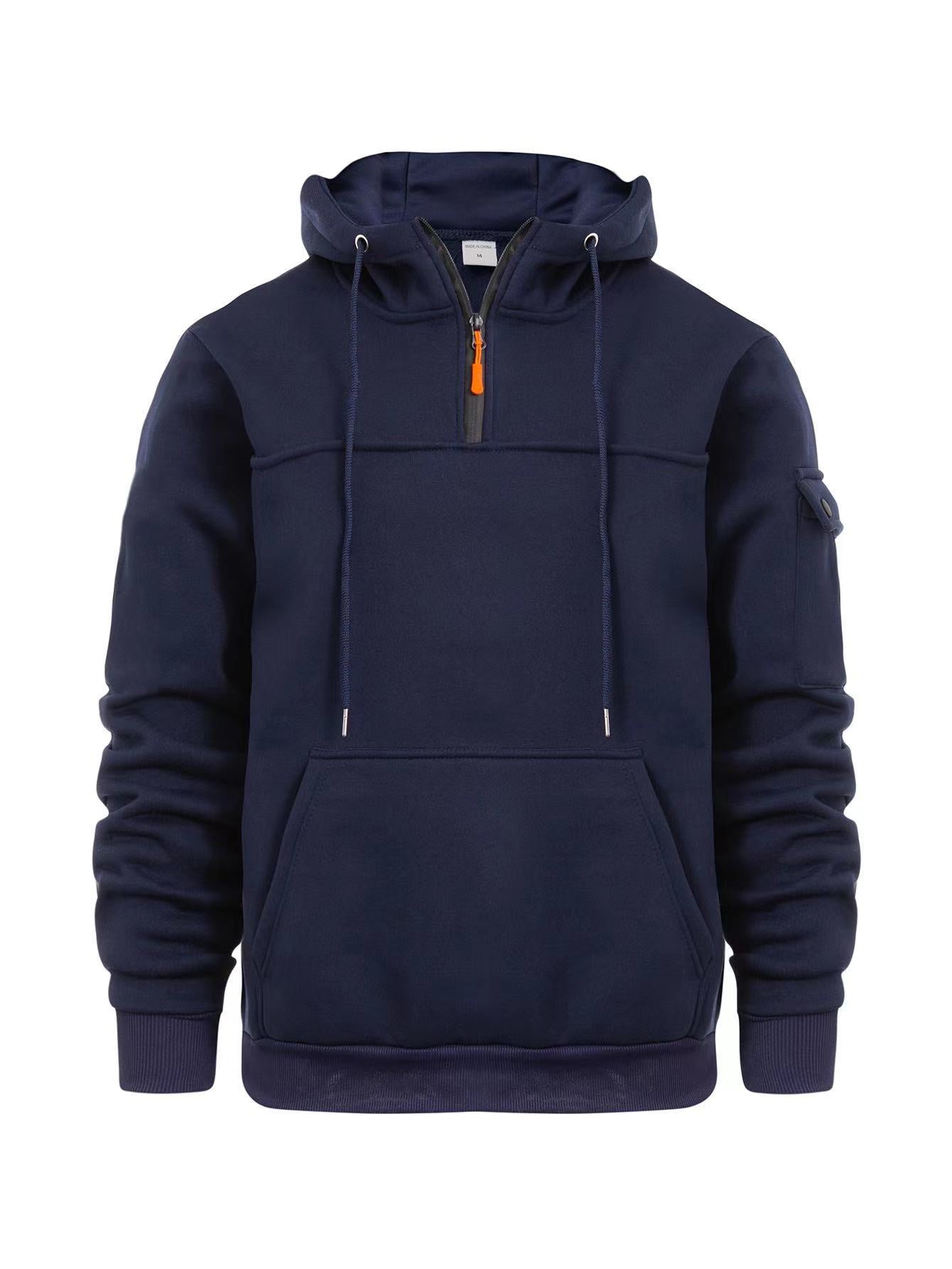 Men's Loose Sweater Half Zipper Hooded Sweatshirt