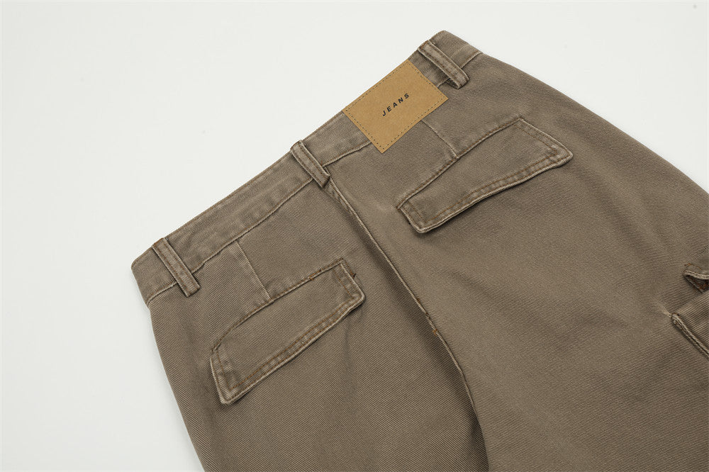 Punk Wash Denim Cargo Pants Trousers Men