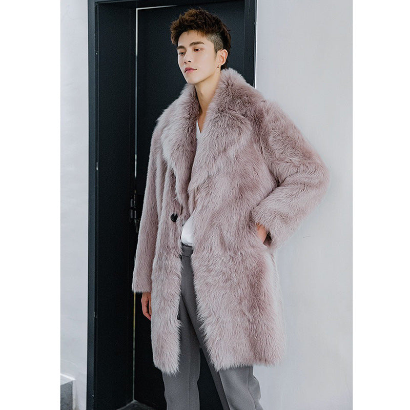 Men's Autumn And Winter New Imitation Fox Fur Coat