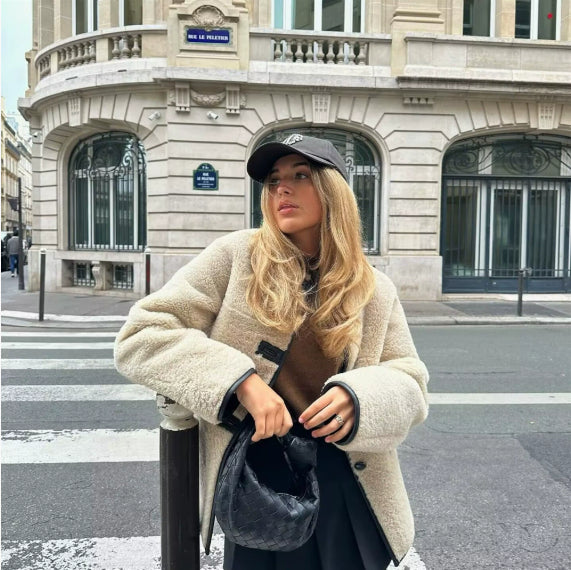 Women's Three-color Fur Plush Coat