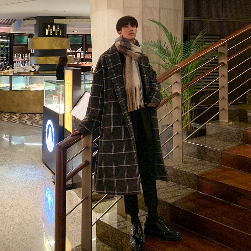 Men's Autumn And Winter Plaid Coat Korean Version