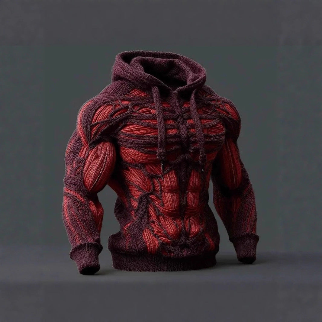 Simple Digital Print Long Sleeve Men's Hooded Sweatshirt