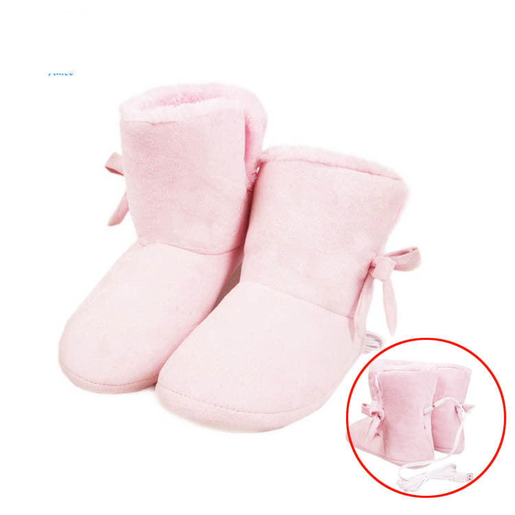 Removable And Washable Bow Style Heated Shoes