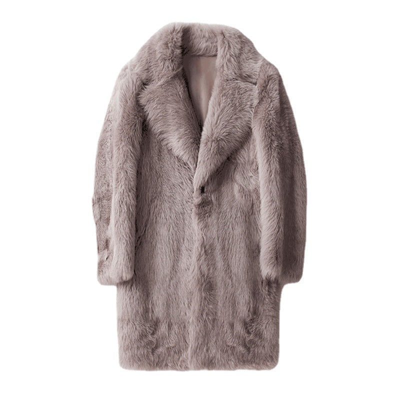 Men's Autumn And Winter New Imitation Fox Fur Coat
