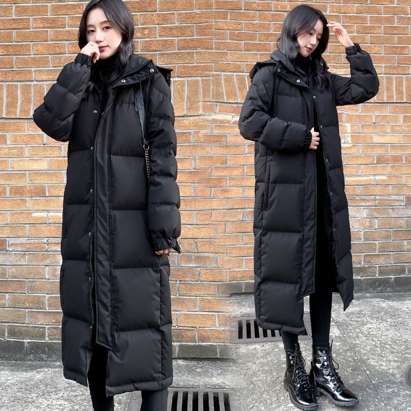 Womens Knee-Length Loose Plus-Size Padded Cotton Jacket Coats