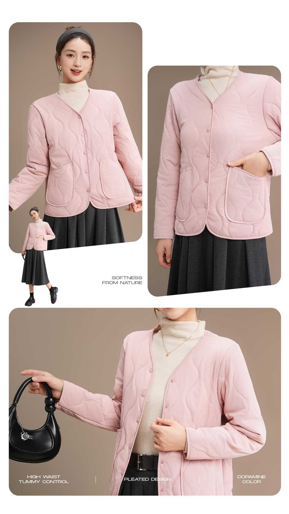 Women's Crew-neck Long-sleeve Thermal Cotton Jacket