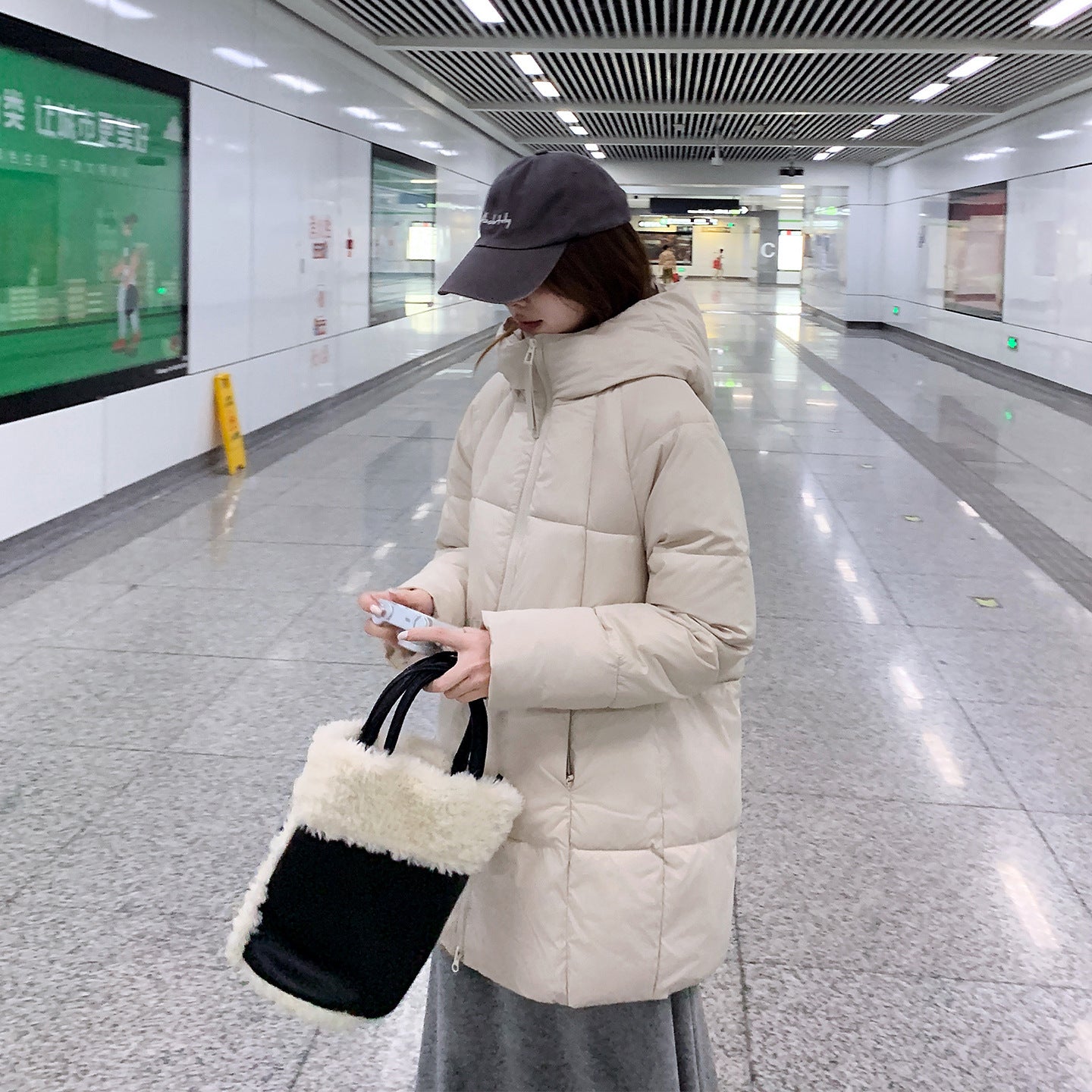 Winter New Loose Mid-length Down Thickened Cotton Coat For Women