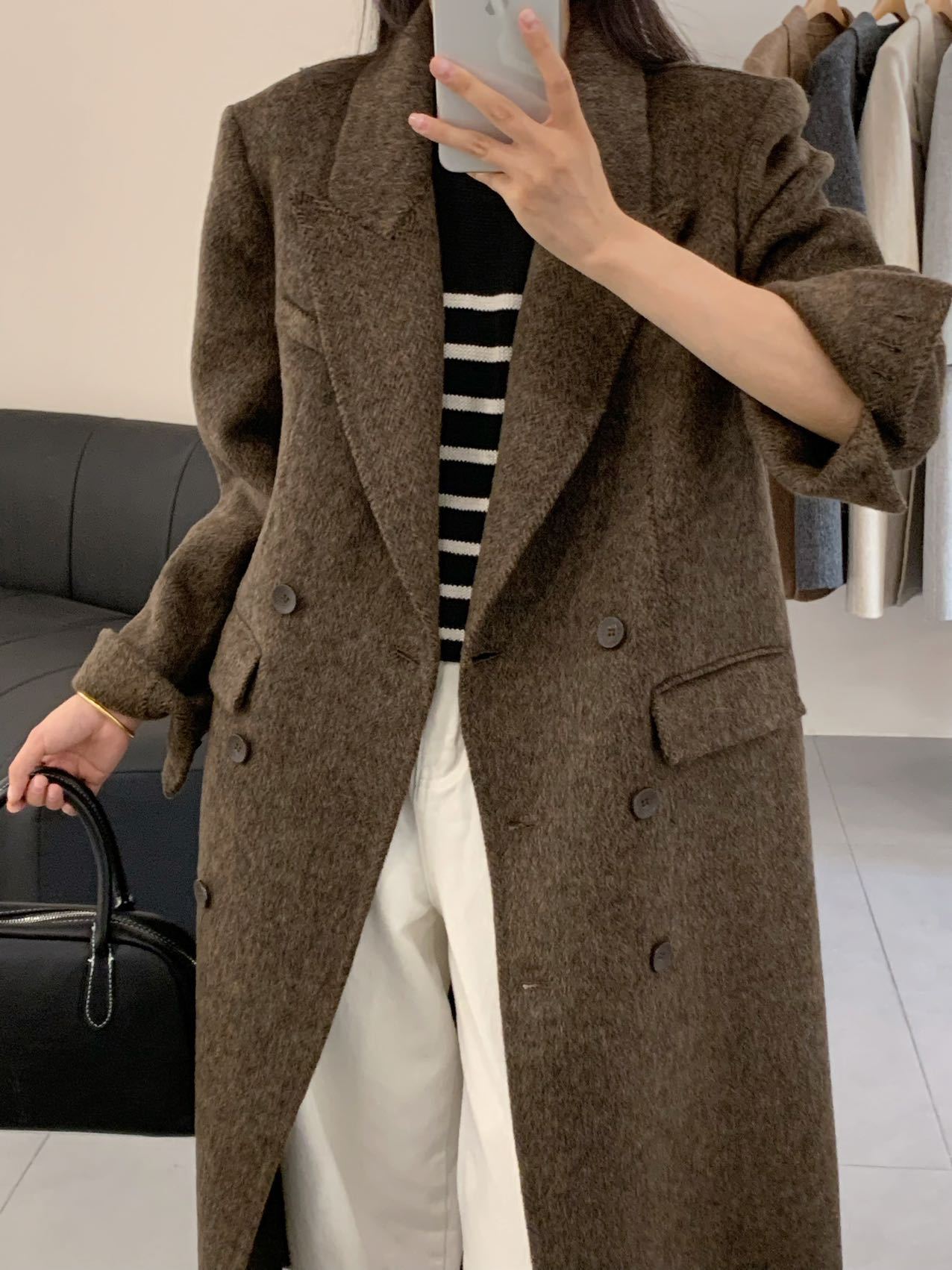 Above-the-knee Long Double-faced Wool Coat For Women