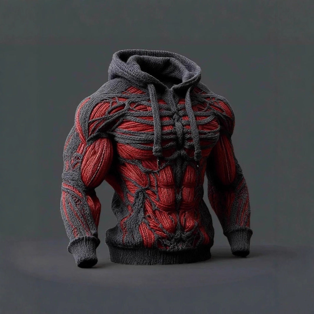 Simple Digital Print Long Sleeve Men's Hooded Sweatshirt