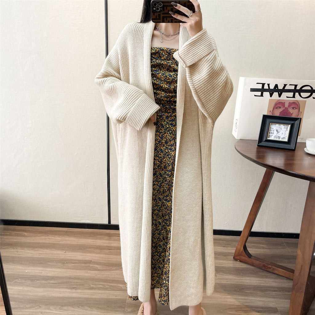 Solid Color Lazy Style Loose Mid-length Sweater Coat Women's Fashion