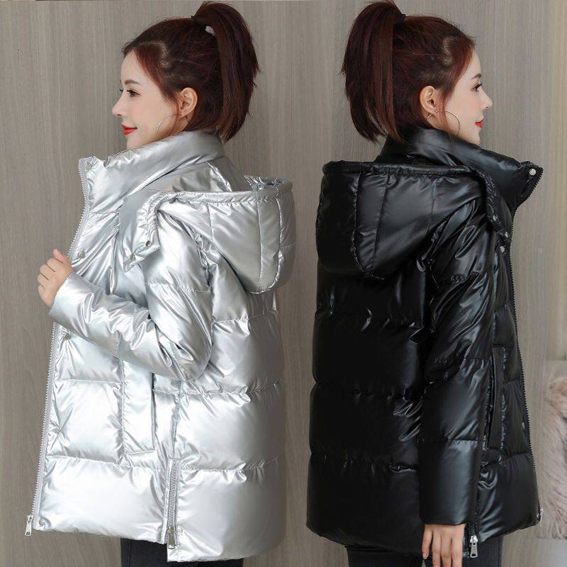 Womens Short Loose Padded Down-Alternative Jacket