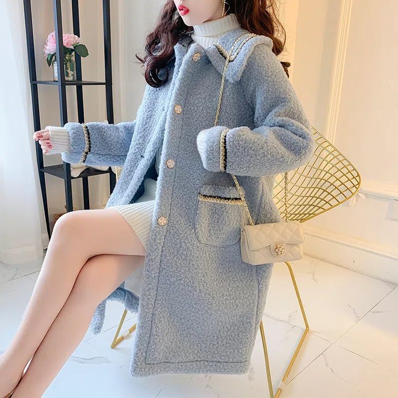 Mid-length Versatile Lamb Wool Women's Coat For Petite