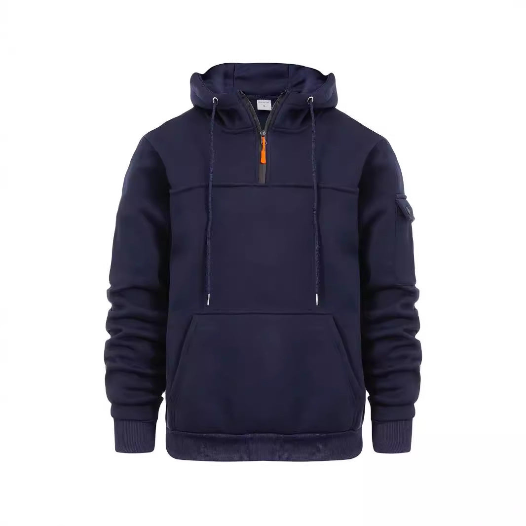 Men's Loose Sweater Half Zipper Hooded Sweatshirt