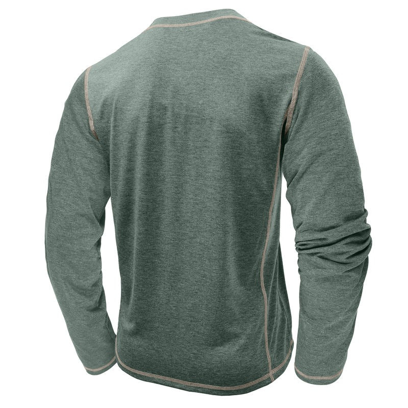 European And American Men's Henley Shirt With Four-button Top