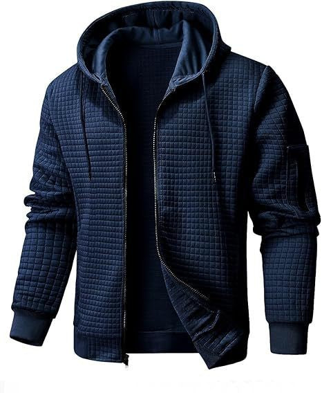Mens Solid-Color Lightweight Hooded Casual Sweatshirt