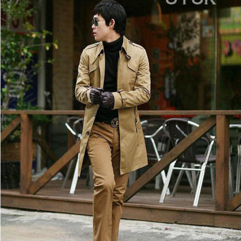Korean Version Slim Fitting Single Breasted British Men's Coat
