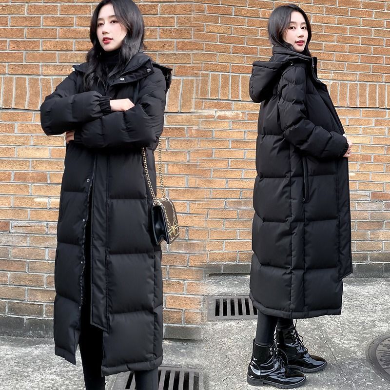 Womens Knee-Length Loose Plus-Size Padded Cotton Jacket Coats