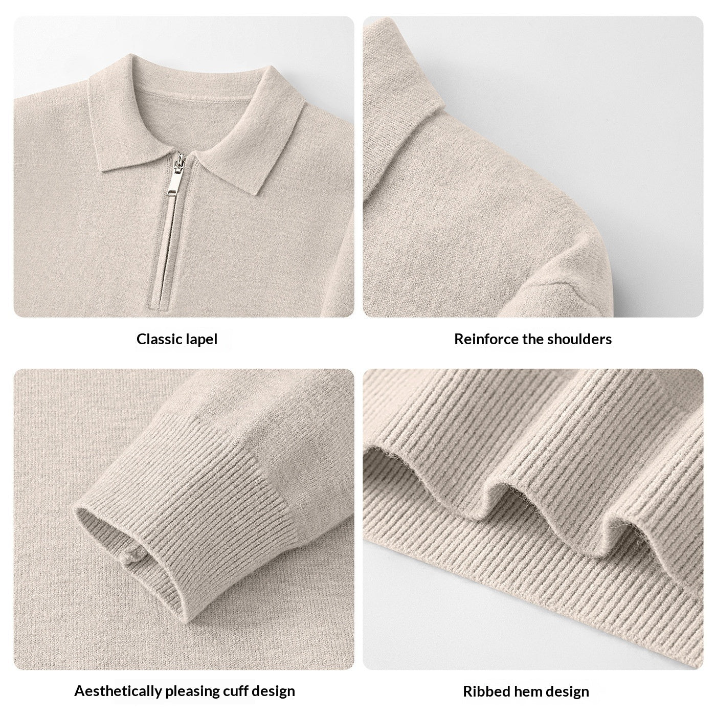 Wool Modal Sweater Men's Zip-Up Top