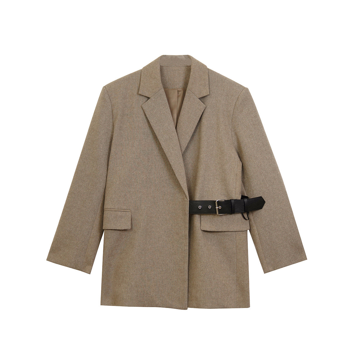 American Style Padded Shoulder Woolen Suit Women's Design Wide Waist-tight Suit Jacket