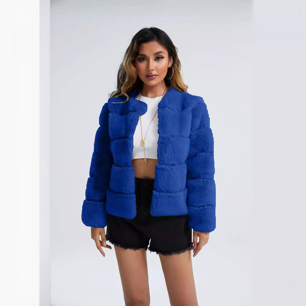 Women's Coat Fox Horizontal Stitching Artificial Fur