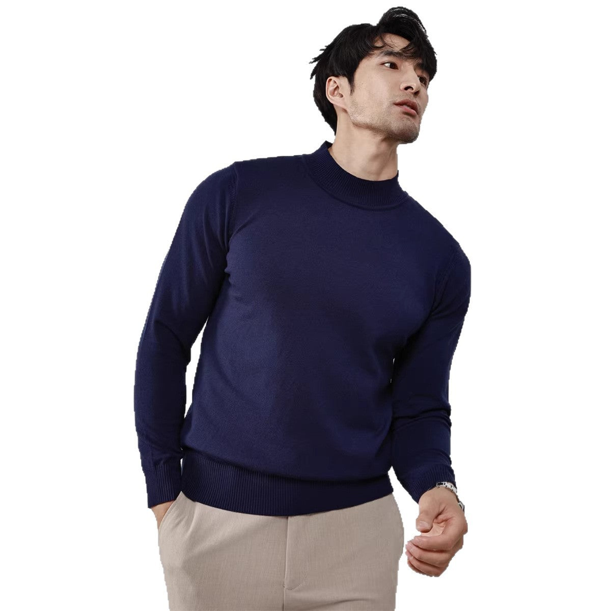 Winter New Arrival Slim-Fit Stretch Mock-Neck Knitted Sweater