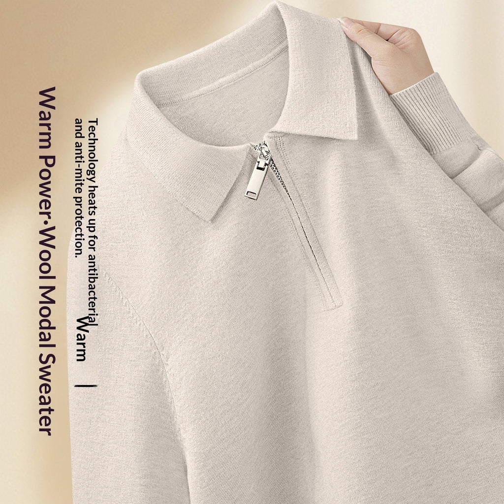 Wool Modal Sweater Men's Zip-Up Top
